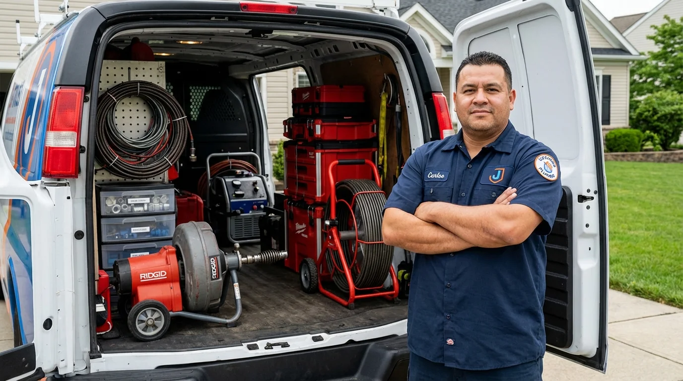 Professional drain cleaning equipment and Johns Plumbing LLC plumber in Onarga