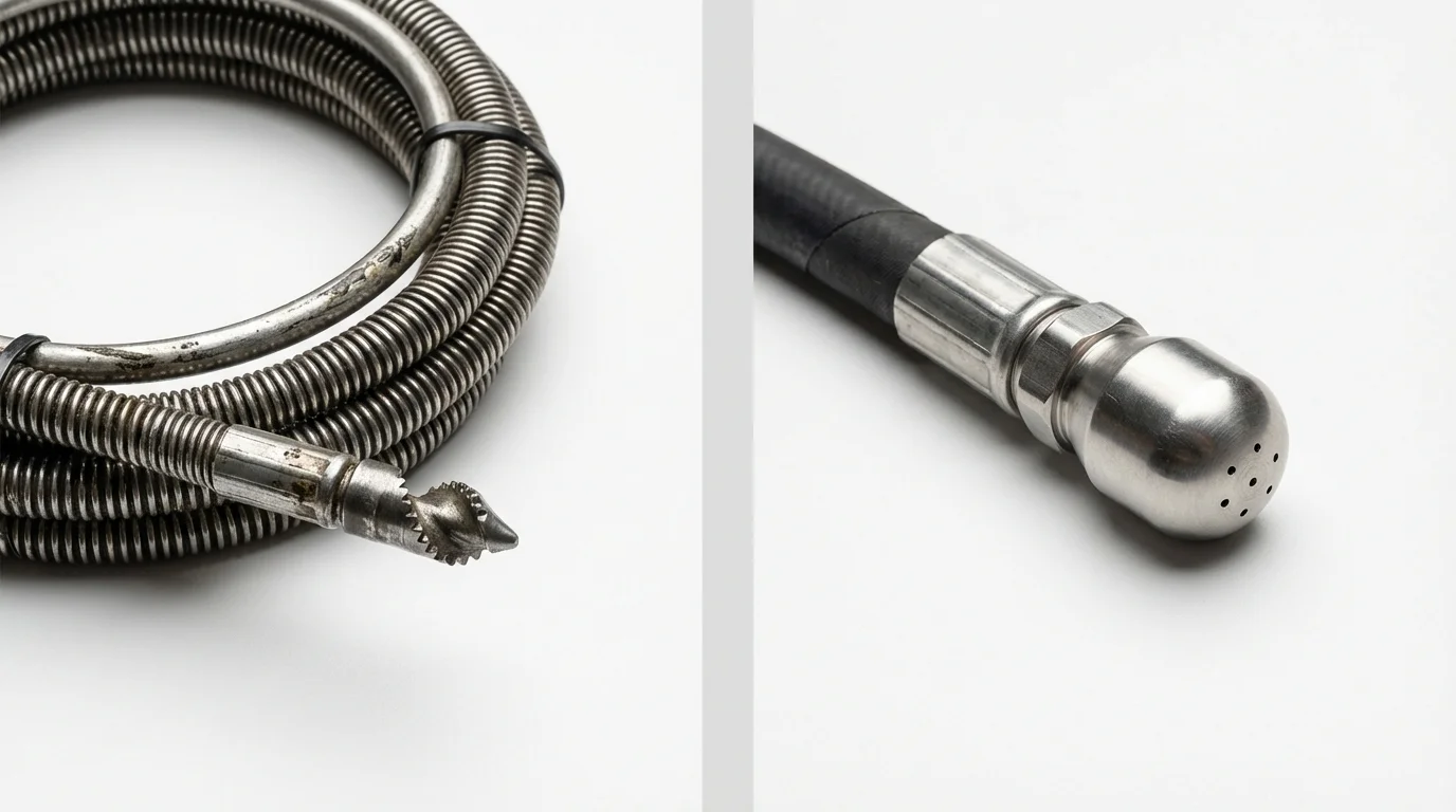 Drain snake cable and hydro jetting nozzle used for drain cleaning in Onarga, IL