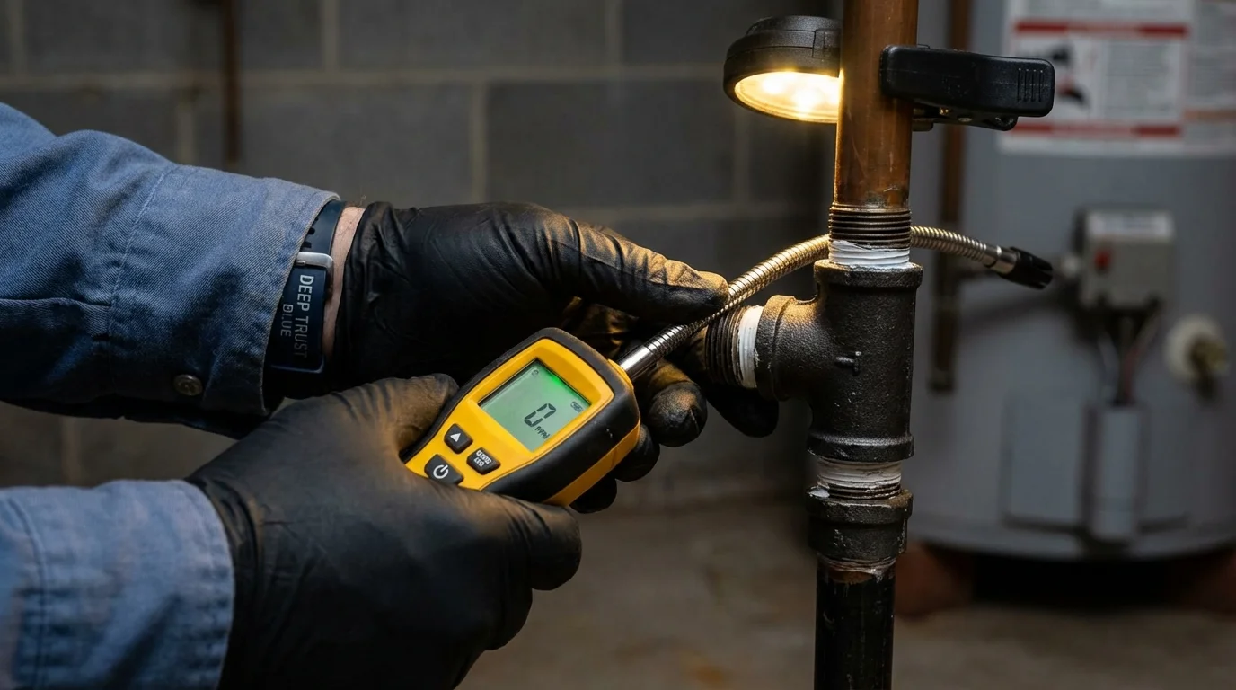 Gas leak detection with electronic sniffer by Johns Plumbing LLC in Onarga