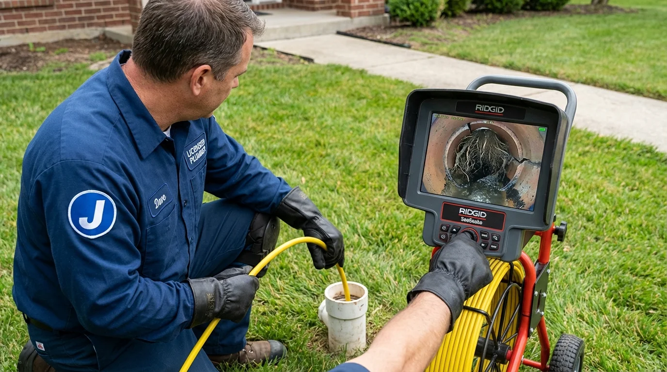 Sewer camera inspection being performed by Johns Plumbing LLC in Onarga